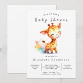 Boho Editable Giraffe Babydusche Einladung (Vorne/Hinten)