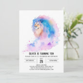Boho Editable Lion Birthday Einladung (Stehend Vorderseite)
