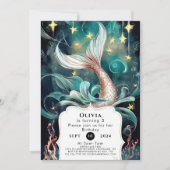 Boho Editable Mermaid Birthday Einladung (Vorderseite)