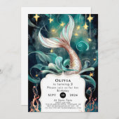 Boho Editable Mermaid Birthday Einladung (Vorne/Hinten)