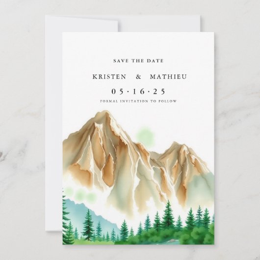 Boho Editable Mountain Save The Date (Vorderseite)