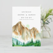 Boho Editable Mountain Save The Date (Stehend Vorderseite)