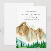 Boho Editable Mountain Save The Date (Vorne/Hinten)