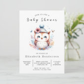 Boho Editable Owl Baby Dusche Einladung (Stehend Vorderseite)