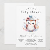 Boho Editable Owl Baby Dusche Einladung (Vorne/Hinten)