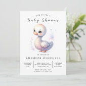 Boho Editable Swan Baby Shower Einladung (Stehend Vorderseite)