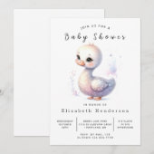 Boho Editable Swan Baby Shower Einladung (Vorne/Hinten)