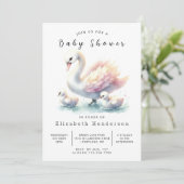 Boho Editable Swan Baby Shower Einladung (Stehend Vorderseite)
