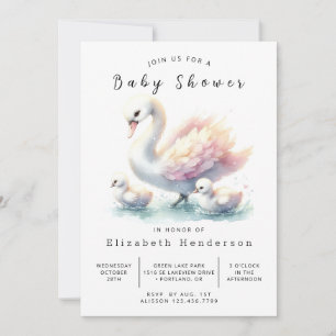 Boho Editable Swan Baby Shower Einladung
