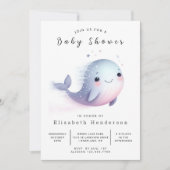 Boho Editable Whale Baby Shower Einladung (Vorderseite)