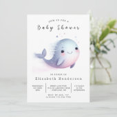 Boho Editable Whale Baby Shower Einladung (Stehend Vorderseite)