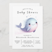 Boho Editable Whale Baby Shower Einladung (Vorne/Hinten)
