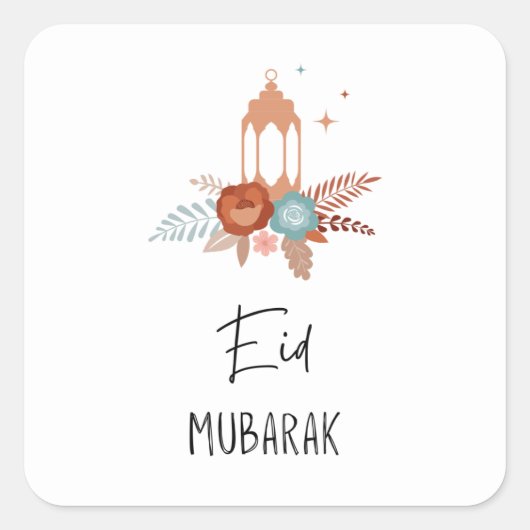 Boho Eid Mubarak Geschenkaufkleber Quadratischer Aufkleber (Vorderseite)