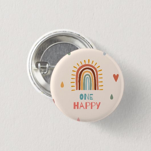 Boho Ein erster Geburtstag Rainbow Button (Vorne & Hinten)