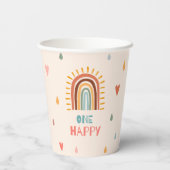 Boho Ein erster Geburtstag Rainbow Pappbecher (Rückseite)