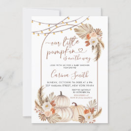 Boho ein kleiner Kürbis ist auf dem Weg zur Babydu Einladung