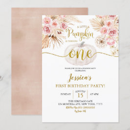 Boho ein kleiner Kürbis macht einen Geburtstag Einladung