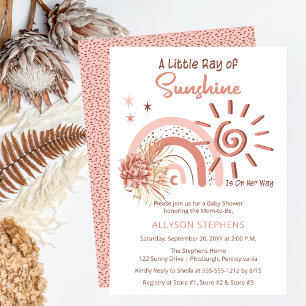 Boho Ein Kleiner Sonnenschein Mädchen Baby Shower Einladung