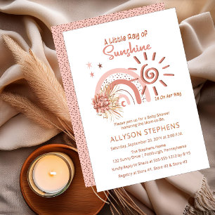 Boho Ein kleiner Sonnenschein Mädchen Baby Shower Folieneinladung