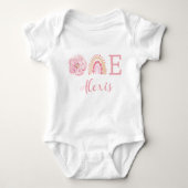 Boho ein Regenbogen rosa Mädchen Bodysuit ersten G Baby Strampler (Vorderseite)