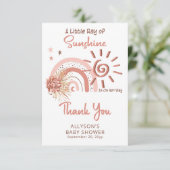 Boho Ein wenig Ray der Sonnenschein-Girl-Babydusch Dankeskarte (Stehend Vorderseite)