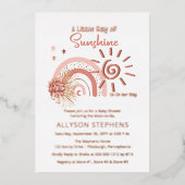 Boho Ein wenig Ray der Sonnenschein-Girl-Babydusch Folieneinladung (Vorderseite)