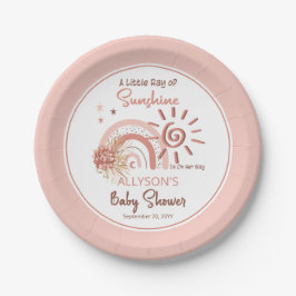 Boho Ein wenig Ray der Sonnenschein-Girl-Babydusch Pappteller