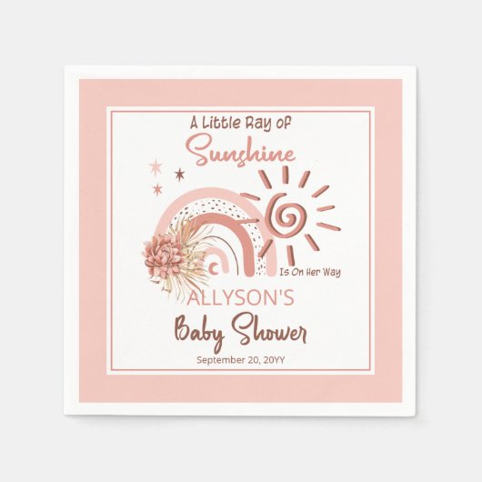 Boho Ein wenig Ray der Sonnenschein-Girl-Babydusch Serviette (Vorderseite)