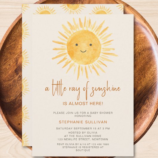 Boho ein wenig Ray of Sunshine Baby Shower Einladung