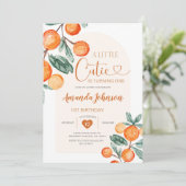 Boho Eine kleine Süsse verwandelt einen orangen Ge Einladung (Stehend Vorderseite)