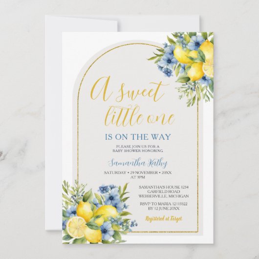 Boho eine süße kleine Zitronenblütendusche Einladung (Vorderseite)