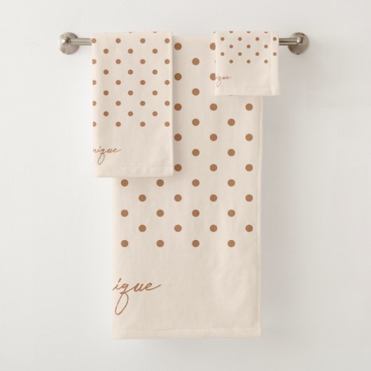 Boho Einfach Modern Mädchenhaft Neutral Punkte Bei Badhandtuch Set (Insitu)