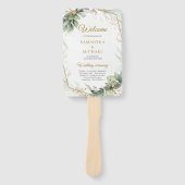Boho Einfache Frühlingsgrün und Goldrahmen Hochzei Fächer (Vorderseite)