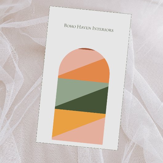 Boho Einfache Minimalistische Abstrakte Logo QR Co Visitenkarte