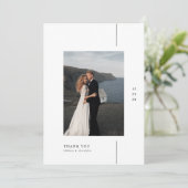 Boho Einfache Moderne Foto-Hochzeit Dankeskarte (Stehend Vorderseite)