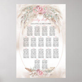 Boho einfache Pampas und staubige Rose Hochzeitssi Poster