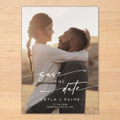 Boho Einfaches Foto Akrolische Hochzeit Sichern Si Acryleinladungen (Vorderseite)