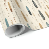 Boho einheimische Marine Terracotta braune Federn Geschenkpapier (Rolleneckpunkt)