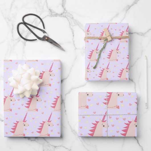 Boho-Einhorn-Pastellfarben Geschenkpapier Set (Vorderseite)