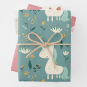 Boho Einhorndesign, gedämpfte Pastellfarben, Kinde Geschenkpapier Set (Beispiel)