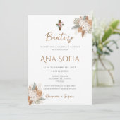 Boho Einladung Spanische Taufe Girl (Stehend Vorderseite)