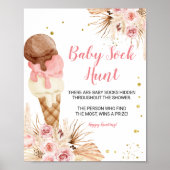Boho Eis Pampas Grass Baby Sock Hunt Poster (Vorne)