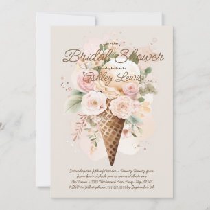 Boho-Eiscreme-Blumenkegel, Wasserfarbkegel Einladung