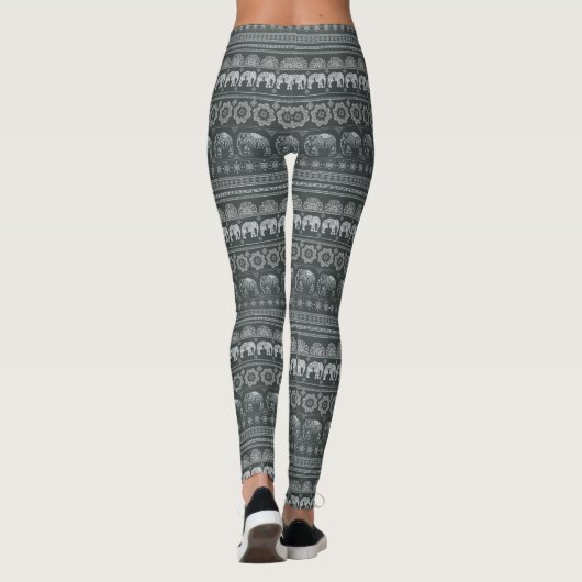Boho Elefant-Druck-Leggings, grau Leggings (Rückseite)