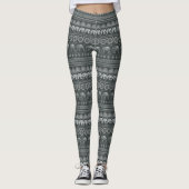 Boho Elefant-Druck-Leggings, grau Leggings (Vorderseite)
