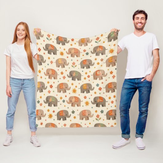 Boho-Elefant Fleecedecke (Beispiel)