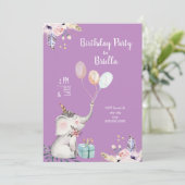 Boho Elefant-Geburtstags-Party + Einladung (Stehend Vorderseite)