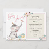 Boho Elefant-Mädchen-Babyparty Einladung (Vorderseite)