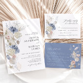 Boho Elegant am Strand Blue Wedding Einladung