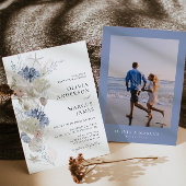 Boho Elegant am Strand Blue Wedding Einladung